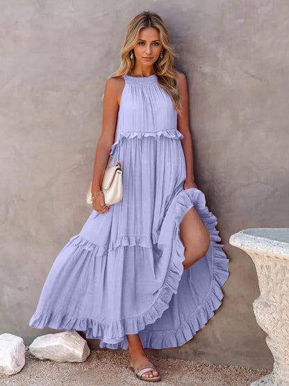 EP | Robe maxi échelonnée sans manches avec poches