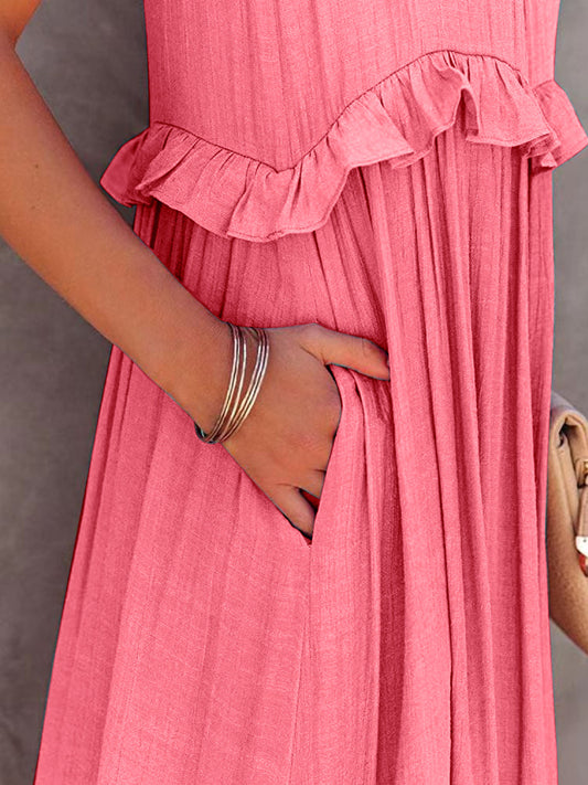 EP | Robe maxi échelonnée sans manches avec poches