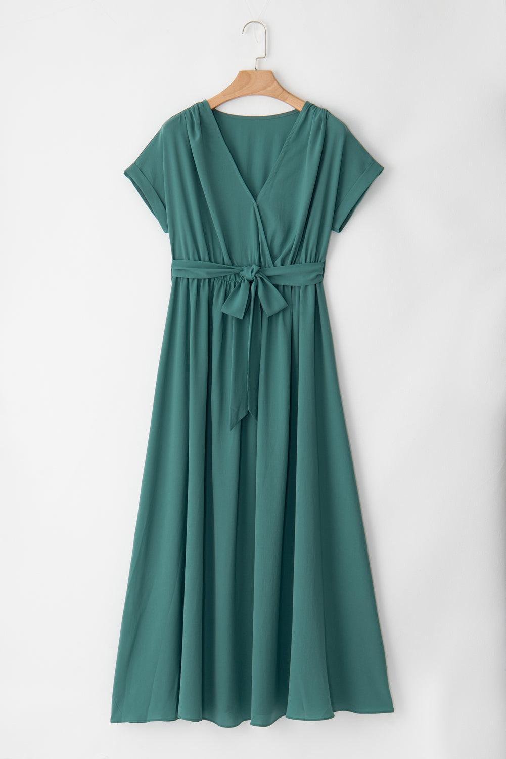 EP | Maxi-robe vert foncé à plis pour femmes