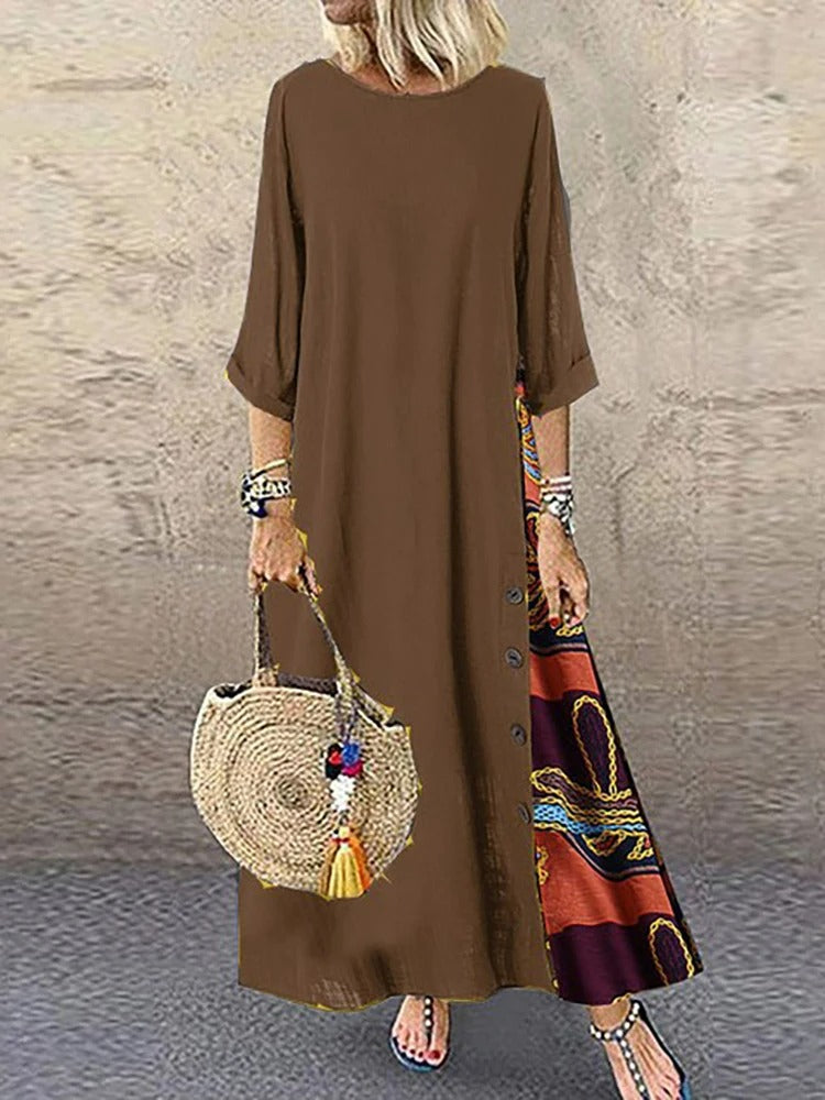 EP | Patchwork vintage Robe maxi mi-chaud