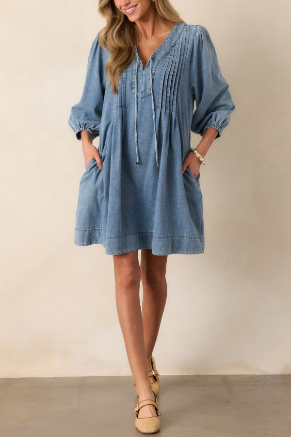 EP | Fate Would Have It Denim Fantaisie Pochette A-Line Mini-robe