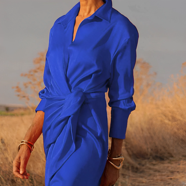 ND | Maxi-robe à manches longues avec revers et coupe étroite