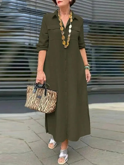 EP | Robe midi avec manches retroussées et une poche poitrine