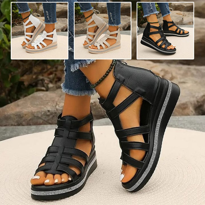 ND | Sandales compensées ornées de strass
