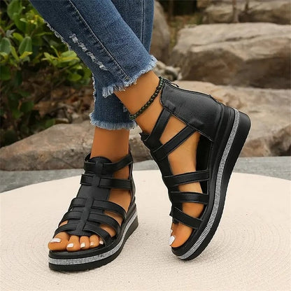 ND | Sandales compensées ornées de strass