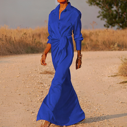 ND | Maxi-robe à manches longues avec revers et coupe étroite